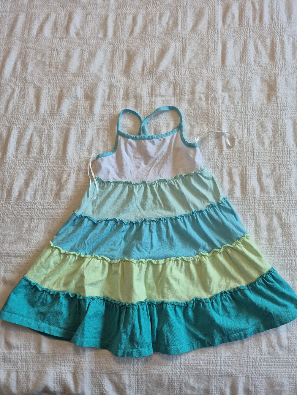 Chelseas Corner girls 3T 4 tiered tank style dress blue green white VGUC